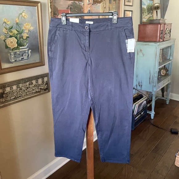 NWT Crown & Ivy Essential Signature chino ankle pants stretch pockets 10 blue - Picture 2 of 10